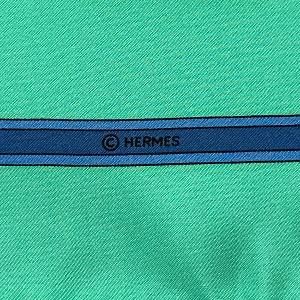 HERMES Green Silk Scarf - Picture 5 of 7